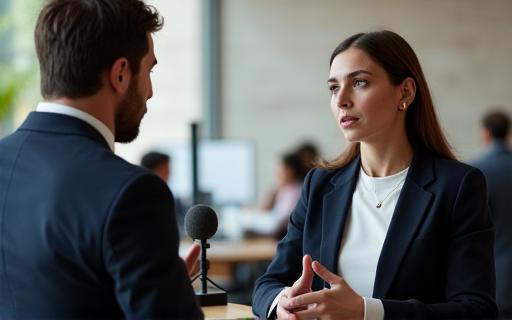 A professional one-on-one interview setting