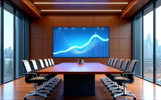 Boardroom setup for a virtual investor briefing