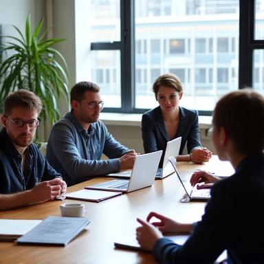 Team members in a strategy meeting