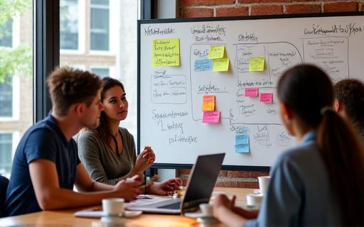 Creative team storyboarding digital content