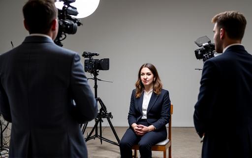 Professional interview setup with multiple cameras